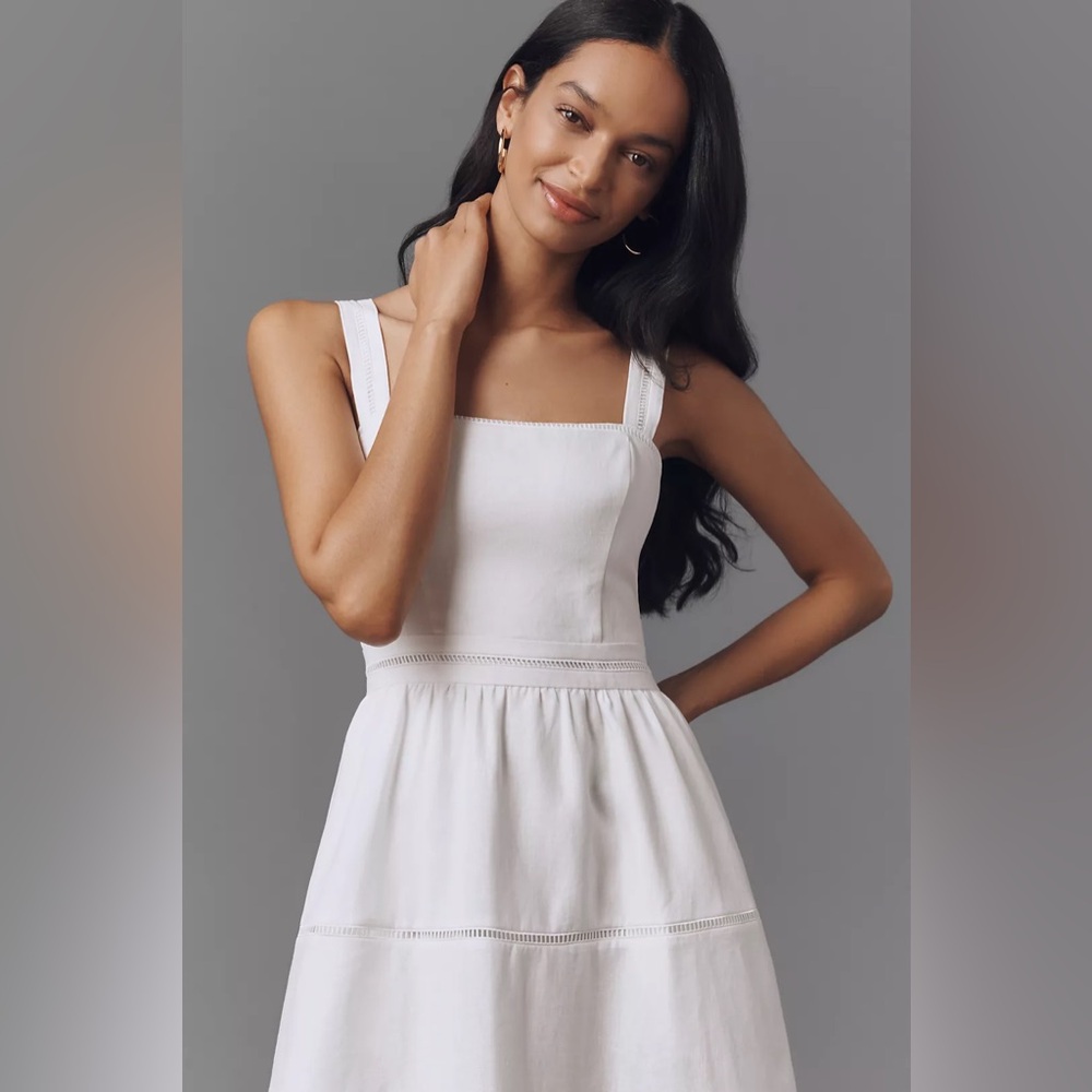 Reformation Everett Linen Dress in White - Picture 4 of 10